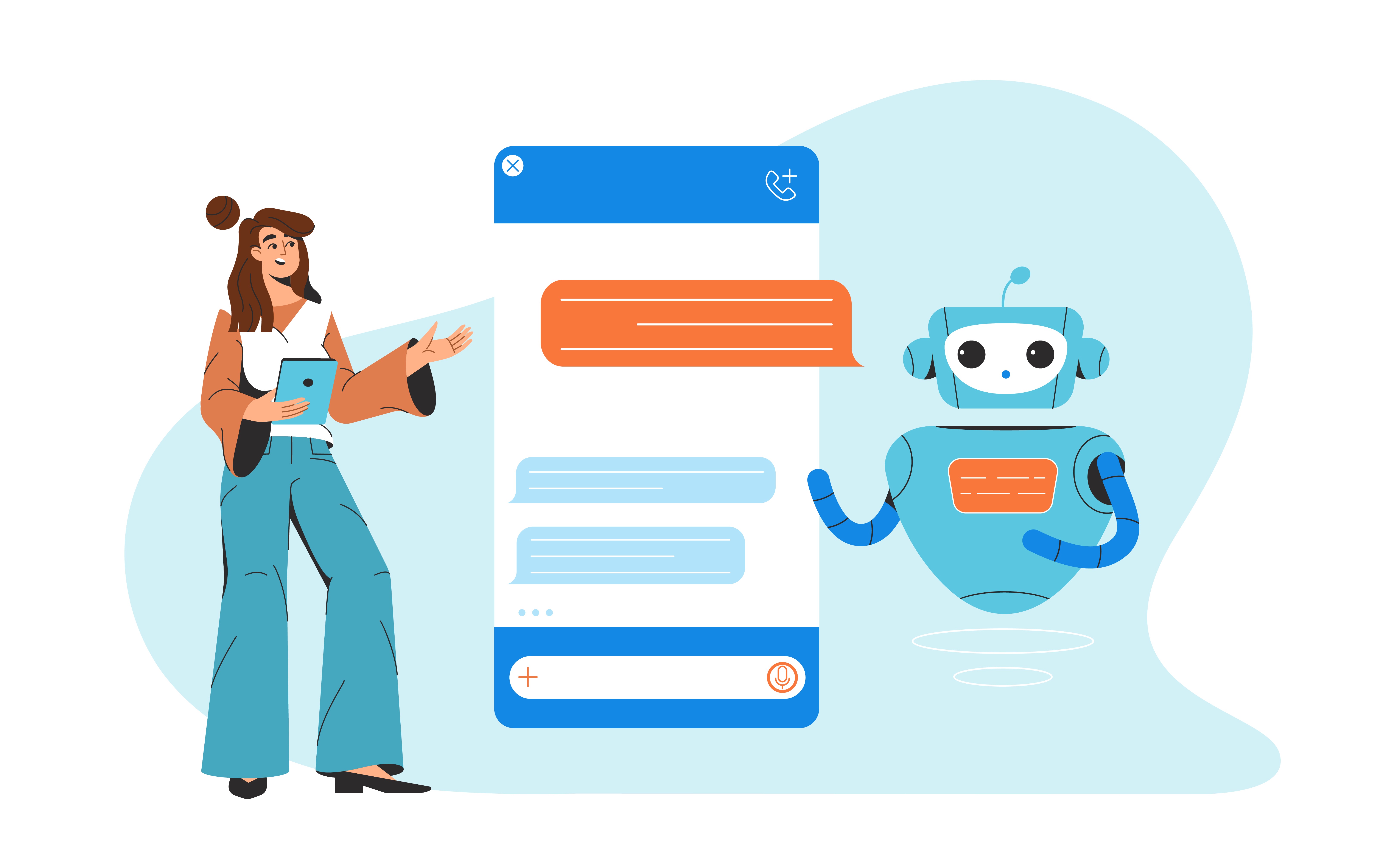 Mujer interactuando con chatbot de OctoChat
